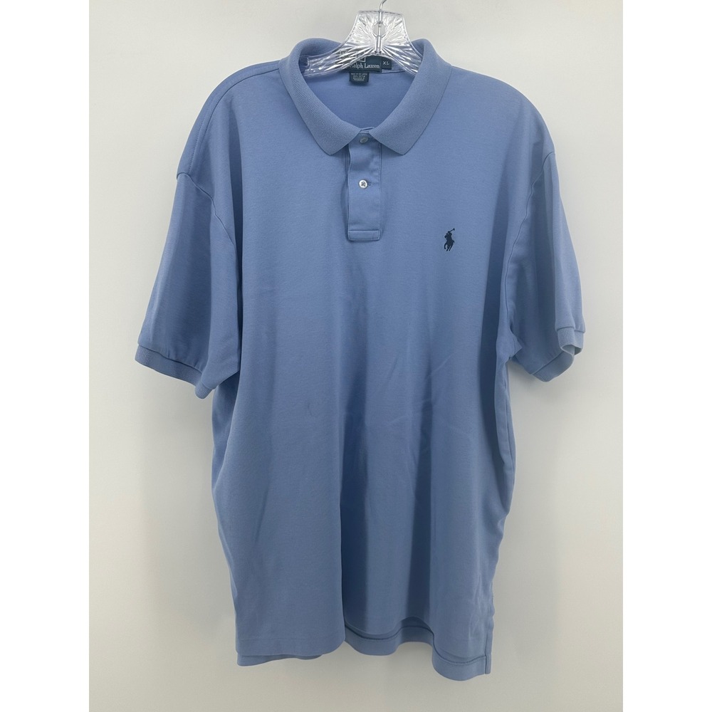 Polo Ralph Lauren Mens XL Light Blue Short Sleeve Cotton Polo Shirt Pony Logo